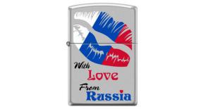 Зажигалка ZIPPO Из России с любовью, с покрытием Satin Chrome™, латунь/сталь, 36x12x56 мм